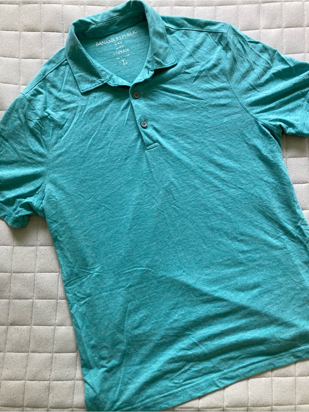 Banana Republic Men's Teal-Green Polo Shirt